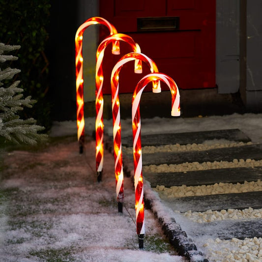 LED Candy Cane Pathway Lights – Outdoor Christmas Garden Decoration (Set of 4)