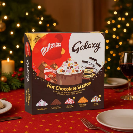Galaxy & Maltesers Hot Chocolate Station – Limited Edition Hot Chocolate Gift Set with Marshmallows & Festive Sprinkles