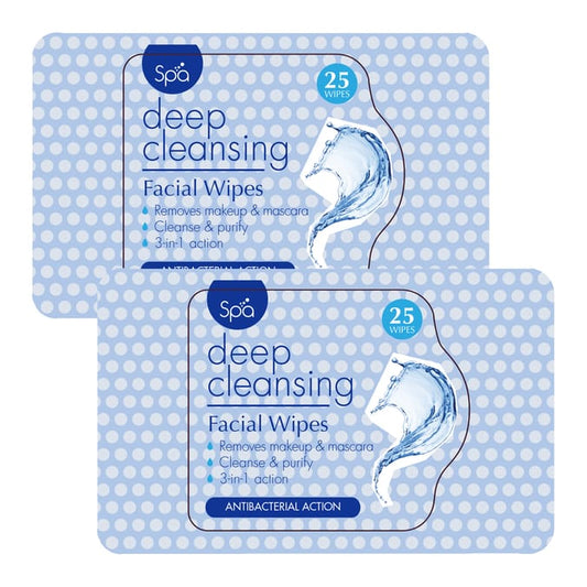Spa Deep Cleansing Facial Wipes – 25 Wipes x 2 Packs