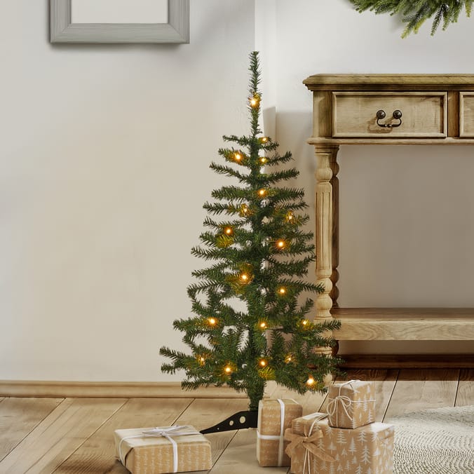 Slim Pre-Lit Mini Christmas Tree – Holiday Tabletop & Floor Decoration