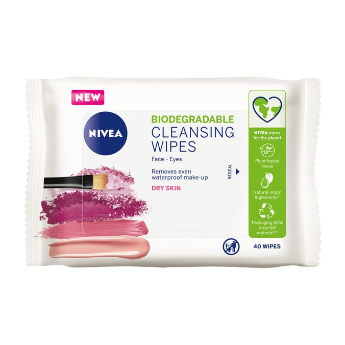 NIVEA Biodegradable Cleansing Wipes – Dry Skin (40 Wipes)