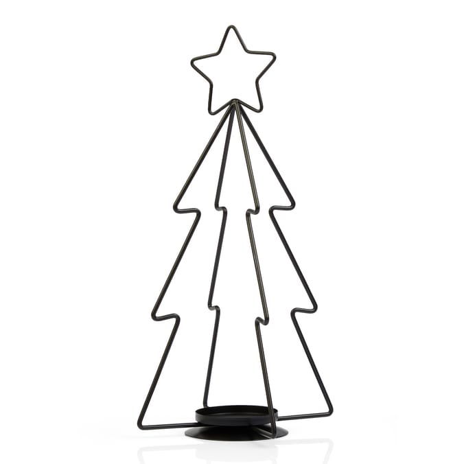 Winter Luxe Tree Candle Holder – Elegant Gold & White Holiday Décor