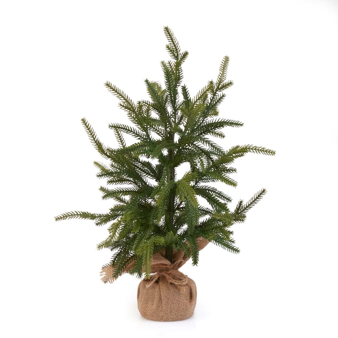 Tabletop Artificial Christmas Tree with Burlap Base – Mini Holiday Decorative Pine