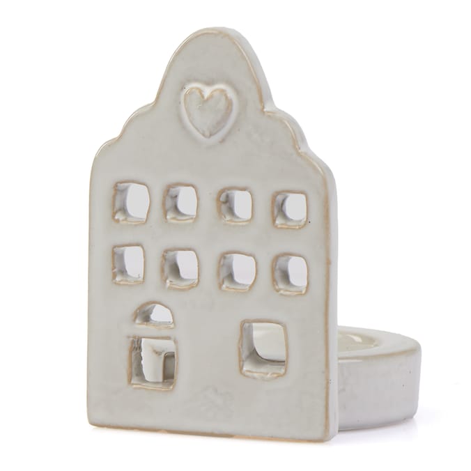 Ceramic House Tealight Candle Holder – White Nordic Mini Home Décor