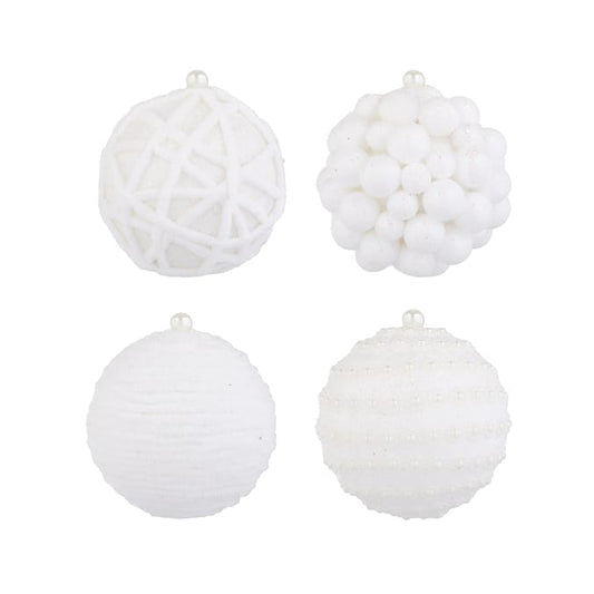 Frosted Spirit 10cm Textured Christmas Bauble 4 Pack
