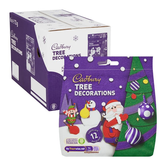 Cadbury Tree Decorations – Milk Chocolate Hanging Baubles (12 Pack, 72g)