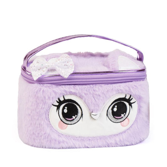 Cute Purple Plush Makeup & Toiletry Pouch with Handle