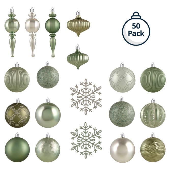 Frosted Spirit Christmas Baubles 50 Pack