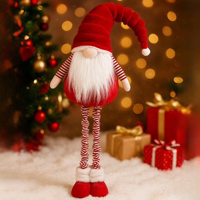 Tall Standing Christmas Gnome – Holiday Scandinavian Plush Decoration
