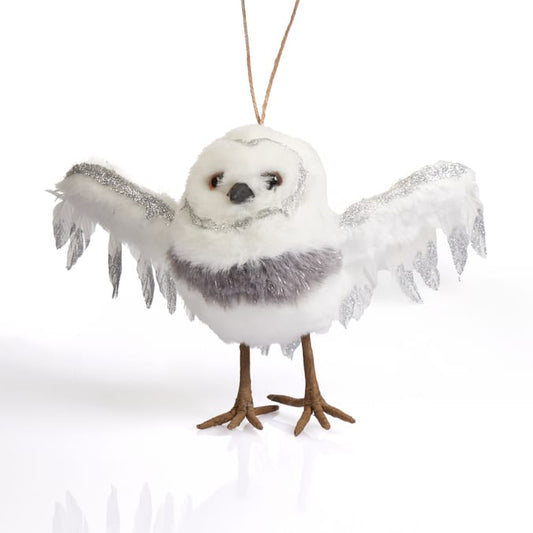 Frosted Spirit Flying Owl Christmas Hanging Decoration