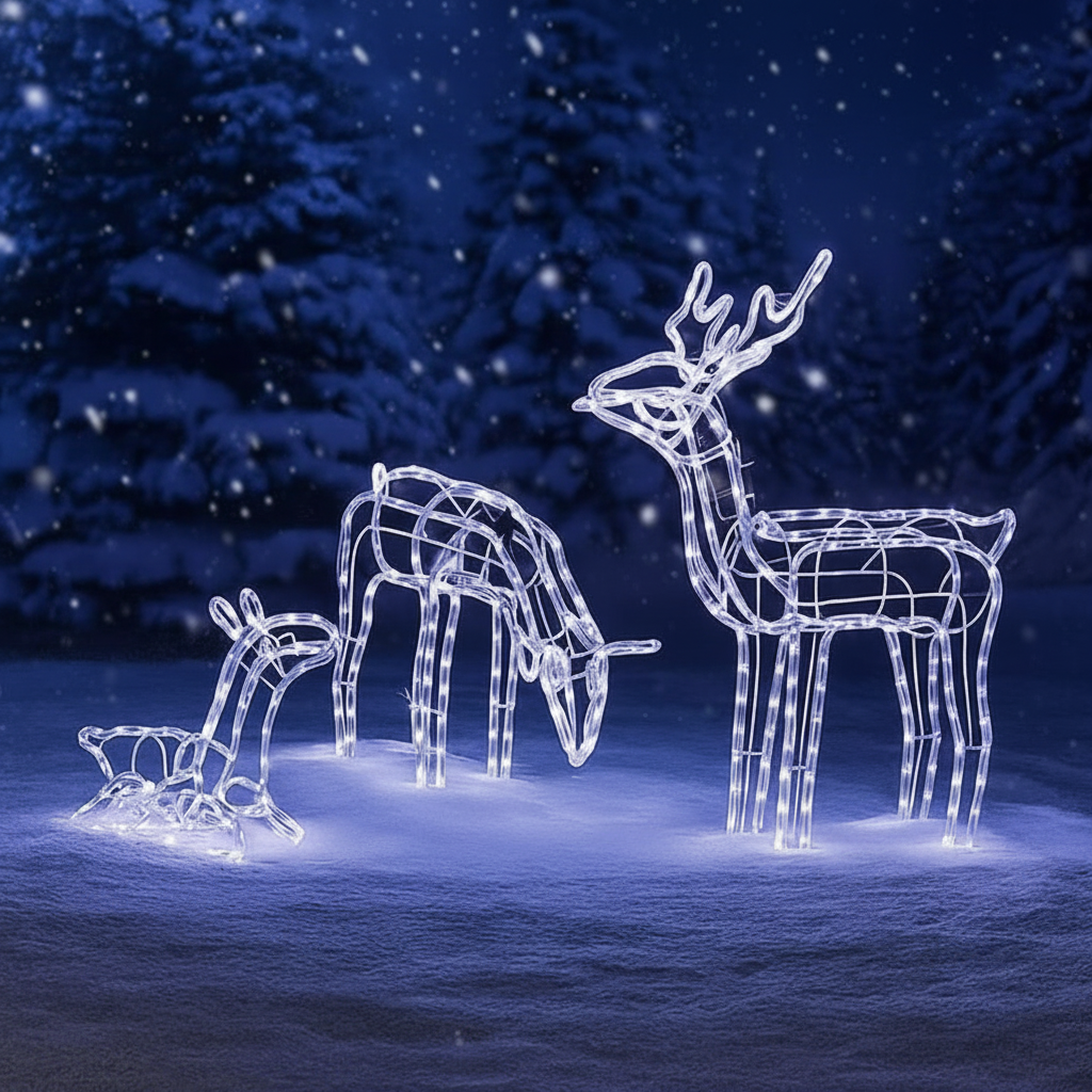 Prestige Mains Operated LED Iridescent Reindeer Family