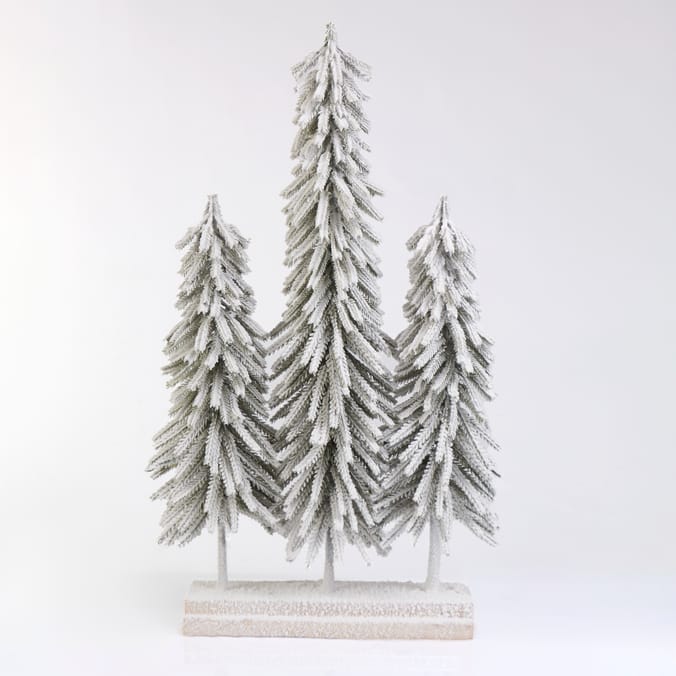 Snow-Frosted Evergreen Tree Trio Decoration