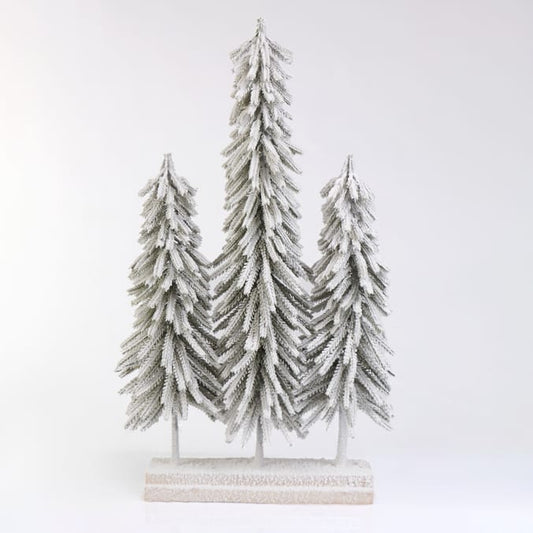 Snow-Frosted Evergreen Tree Trio Decoration
