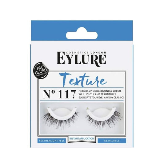 Pre-glued false lashes with a wispy, textured finish that lightly elongate the eyes while delivering a soft, featherlight feel.