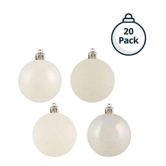 20-Pack Christmas Tree Bauble Set – Assorted Shatterproof Ornaments with Glossy, Matte & Glitter Finishes