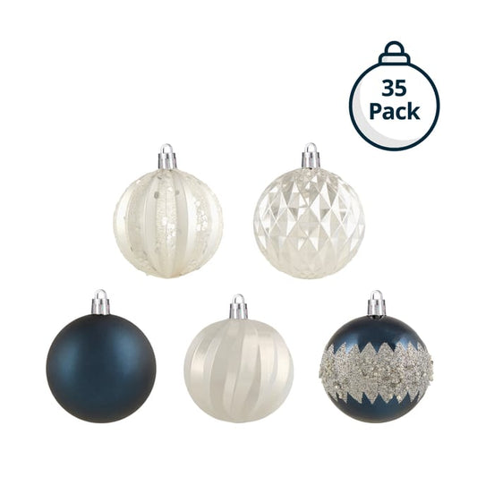 Frosted Spirit 7cm Christmas Baubles 35 Pack