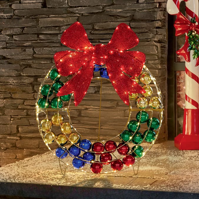 Prestige Mains Operated LED Light-Up Bauble Wreath
