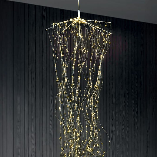 LED Waterfall Fairy String Lights – Hanging Cluster Light Cascade for Indoor & Outdoor Decoration