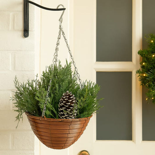 Festive Feeling White Berry Hanging Cone Basket