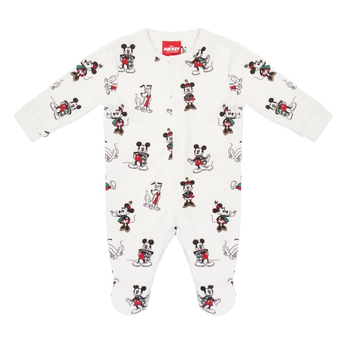 Mickey Mouse Baby Sleepsuit – Soft Cotton Footed Romper for Newborns & Infants