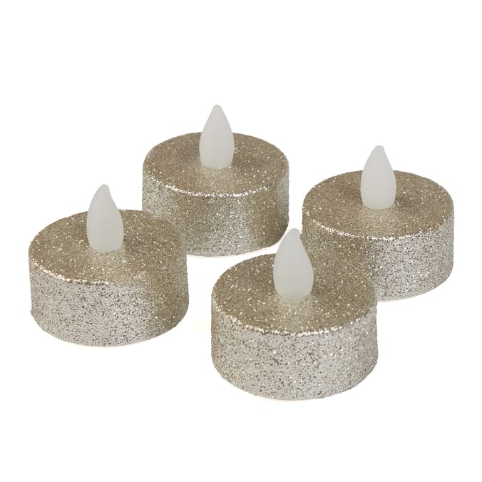 Winter Charm LED Tealight Set – Gold, Silver & White Flickering Flameless Candles