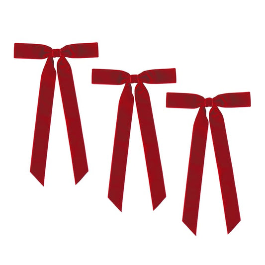 Winter Charm Velvet Long Tail Bow 3 Pack