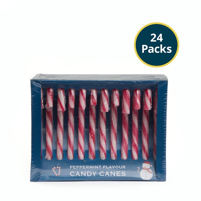 Peppermint Flavour Candy Canes – 24 Packs – Classic Red & White Christmas Sweets