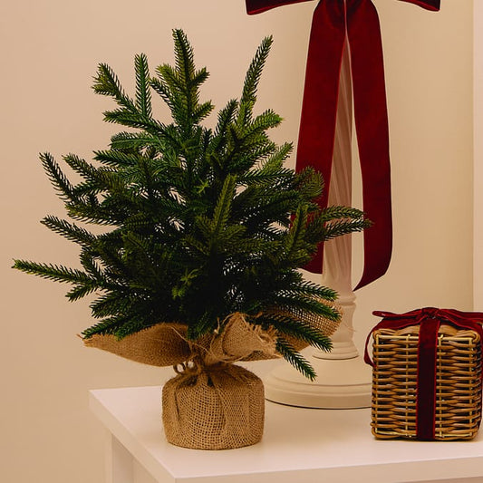 Tabletop Artificial Christmas Tree with Burlap Base – Mini Holiday Decorative Pine