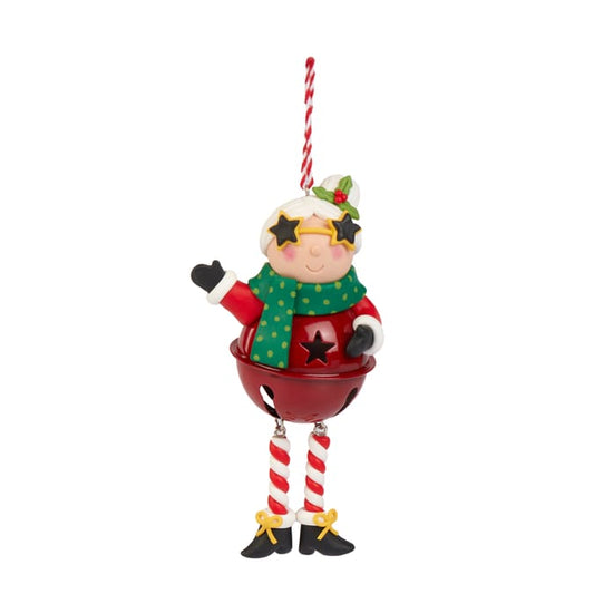 Sleigh Bells Novelty Clay Hanging Decoration - Mrs. Claus