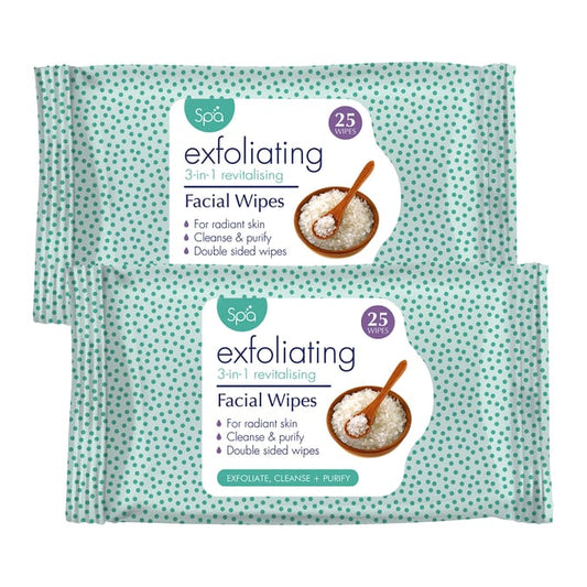 Spa Exfoliating 3-in-1 Revitalising Facial Wipes (25 Wipes) – Cleanse, Exfoliate & Purify Skin