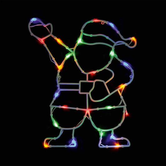 Dabbing Santa LED Rope Light Silhouette – Warm White & Multicolour Outdoor Christmas Decoration