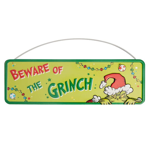 “Beware of the Grinch” Christmas Hanging Sign – Funny Holiday Door & Wall Décor