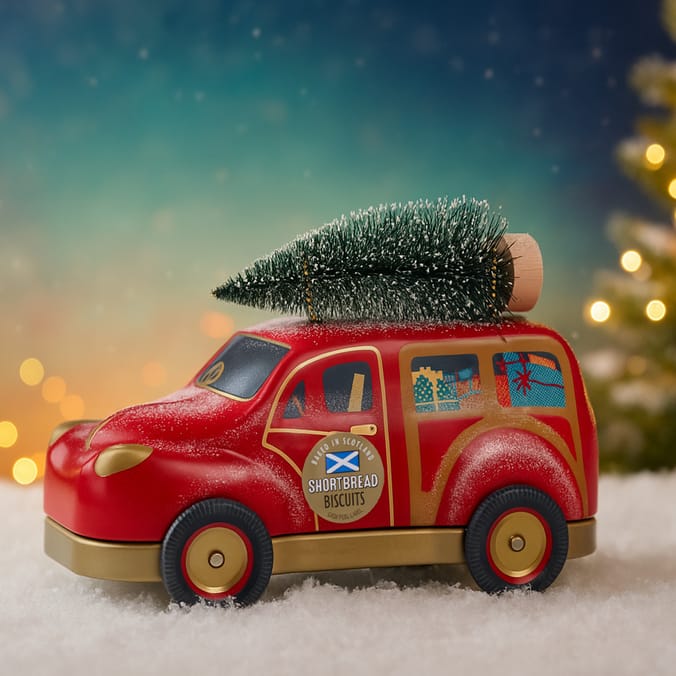 Christmas Car Shortbread Tin with Festive Tree