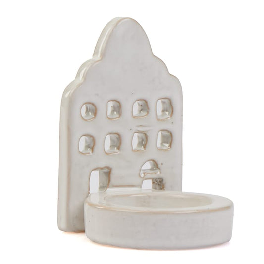 Ceramic House Tealight Candle Holder – White Nordic Mini Home Décor