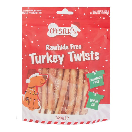 Chester’s Rawhide Free Turkey Twists – Low Fat Dog Chews (320g)