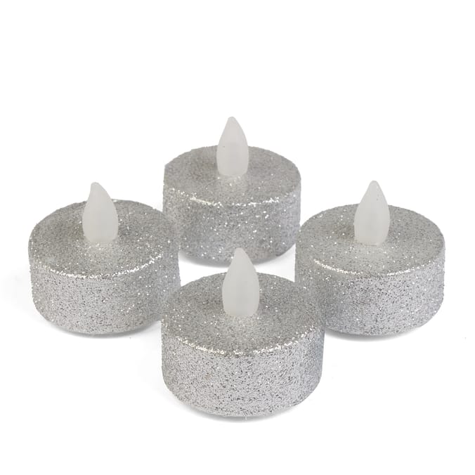 Winter Charm LED Tealight Set – Gold, Silver & White Flickering Flameless Candles