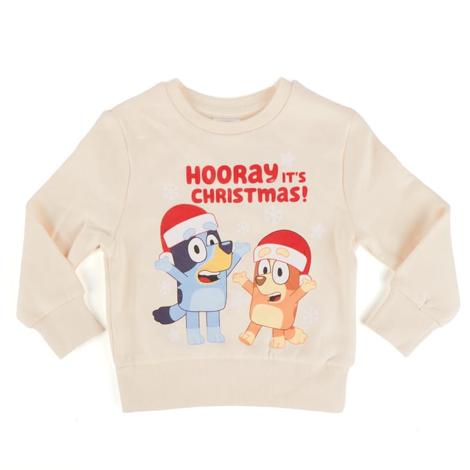 Kids Christmas Sweatshirt – “Hooray It’s Christmas” Winter Jumper with Cartoon Characters