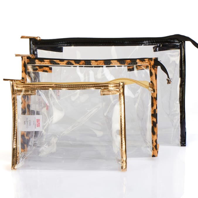 Clear Makeup Pouch Set – Transparent Cosmetic Bags (Set of 3)