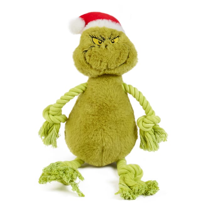 Christmas Grinch Plush Dog Toy with Rope Limbs – Soft & Durable Festive Pet Toy