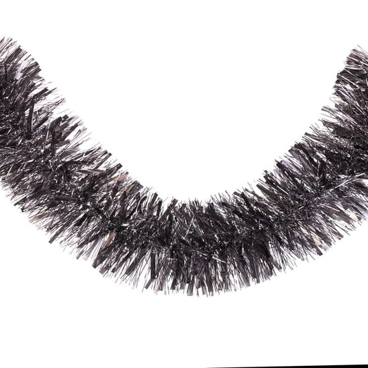 Black Tinsel Christmas Garland – Shiny Decorative Festive Garland