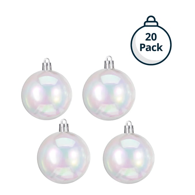 Frosted Spirit 7cm Iridescent Christmas Baubles 20 Pack