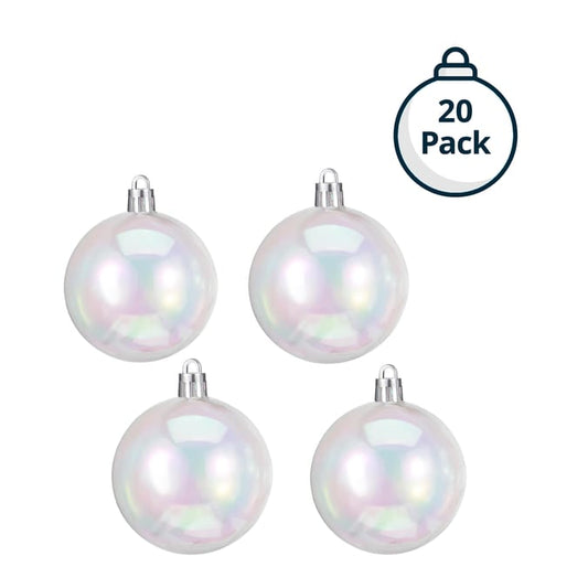Frosted Spirit 7cm Iridescent Christmas Baubles 20 Pack