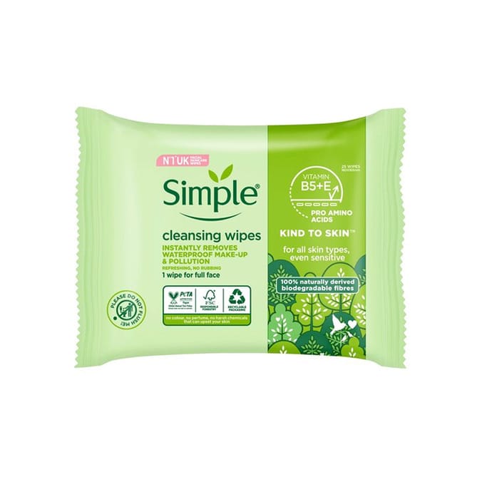 Simple Kind to Skin Cleansing Wipes – Waterproof Makeup Remover