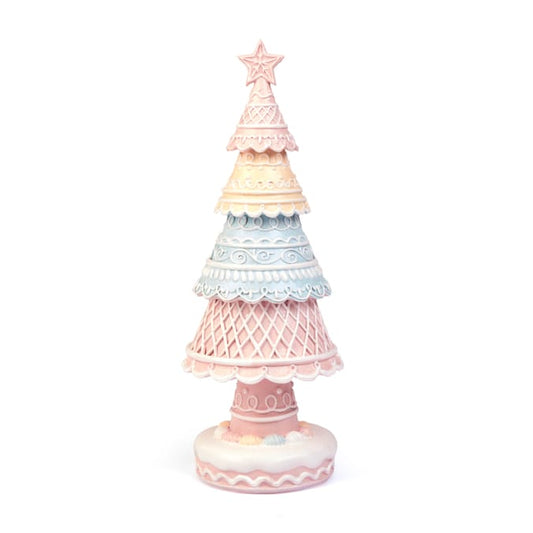 Pastel Icing Christmas Tree Figurine – Gingerbread Style Candy Decor