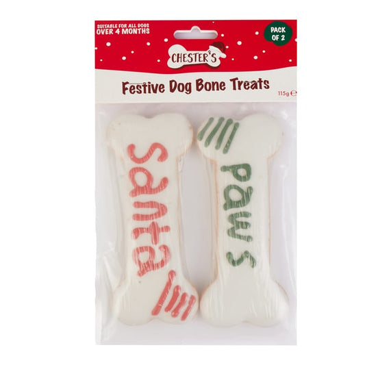 Chester’s Festive Dog Bone Treats – Santa & Paws Christmas Dog Biscuits (Pack of 2, 115g)