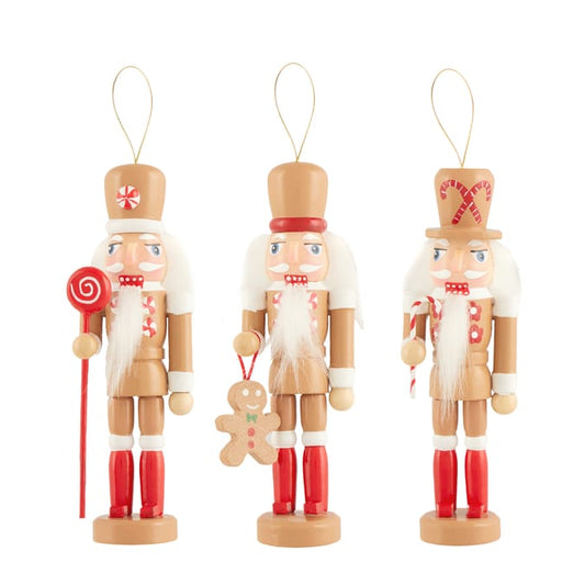 Sleigh Bells Nutcracker Christmas Tree Decoration 3 Pack - Candy Cane