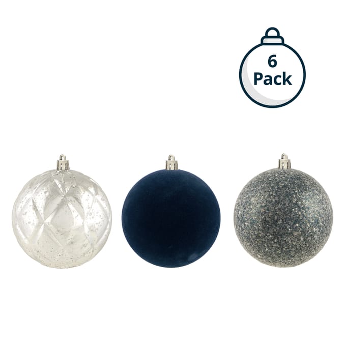 Frosted Spirit 10cm Luxury Christmas Baubles 6 Pack - Silver