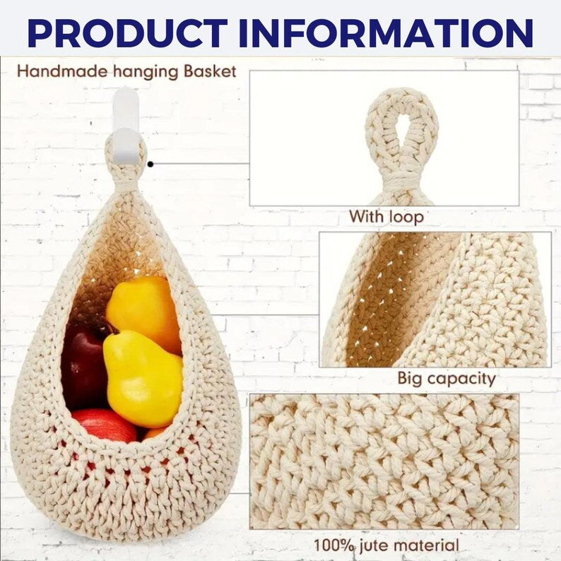 3 pc Wall Hanging Basket: Kitchen & Bathroom Organizer