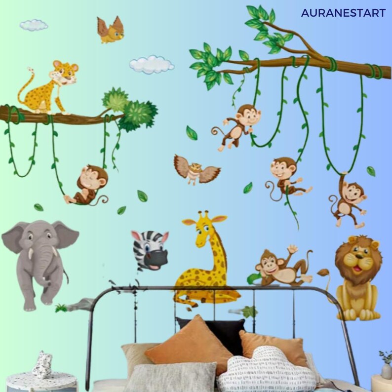 Safari Animal Wall Decals: Reusable Nursery & Kids Room Decor