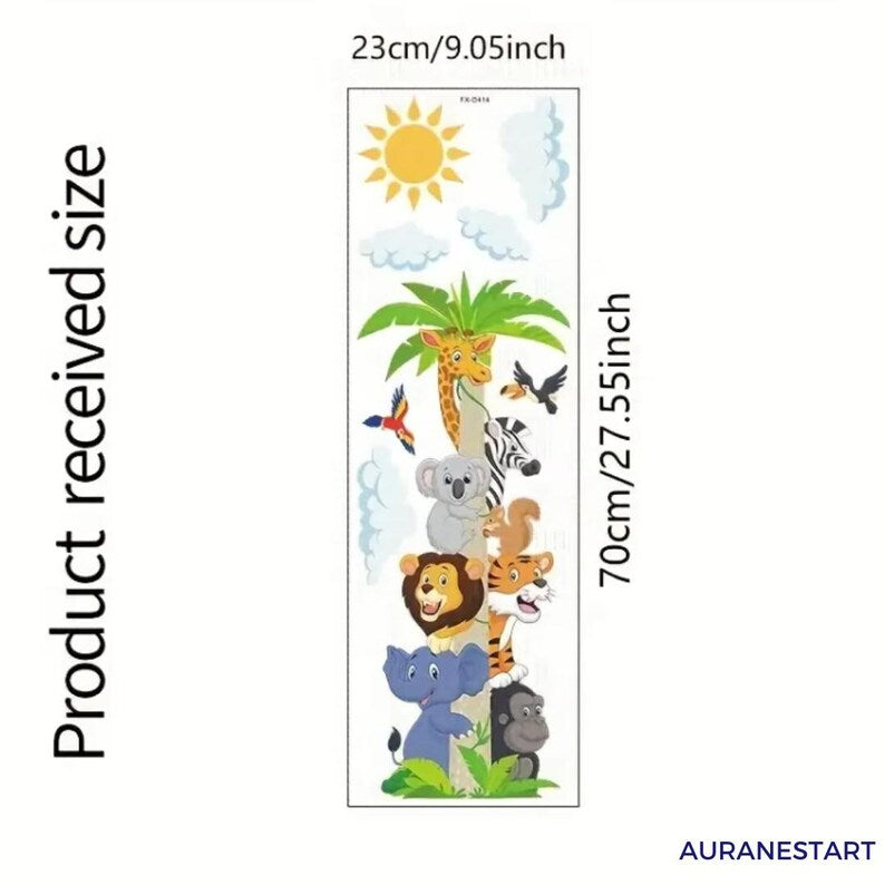 Baby Safari Animals Wall Decal: Nursery Coconut Tree Sticker